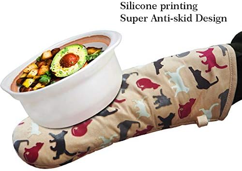 Oven Mitts Gloves 1 Pair Heat Resistant 480 ℉ Non Slip Clear Silicone Printed - Image 5