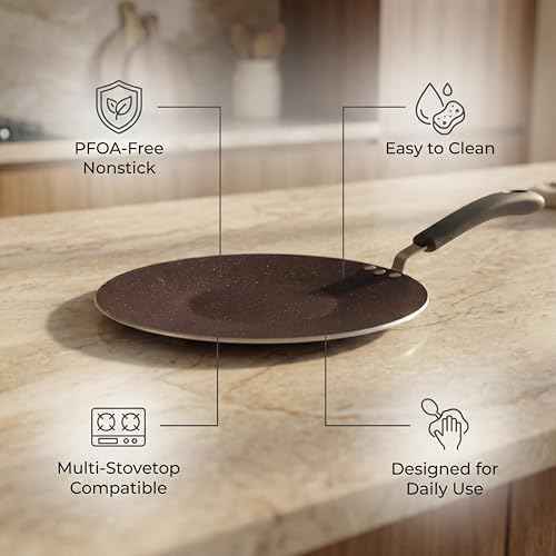 12-Inch Nonstick Induction Tawa Pan with Gently Recessed Center for