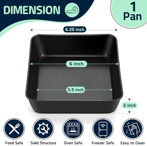 P&P CHEF 6 Inch Square Cake Pan, Brownie Baking Pan for Air Fryer,1 Pc