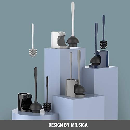 MR.SIGA Toilet Plunger and Bowl Brush Combo, Gray