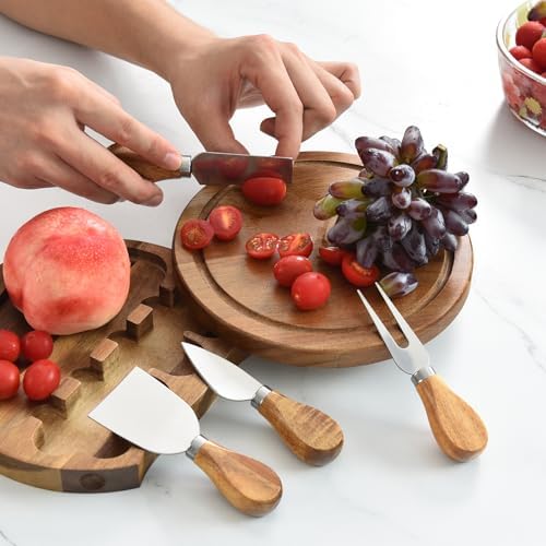 Mini Charcuterie Boards Set, Cheese Board and Knife Set, Acacia Wood