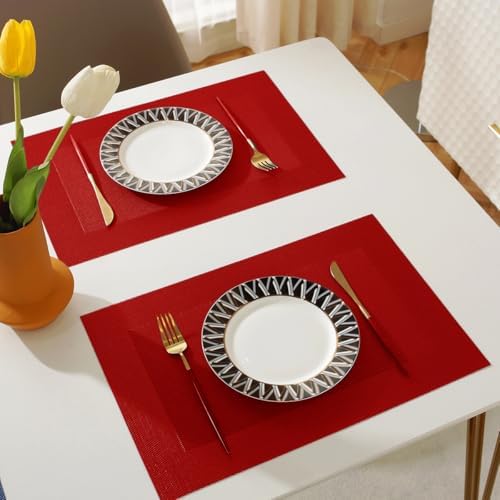 Vinyl Placemats Heat-Resistant Table Mats Washable Easy Clean Plastic