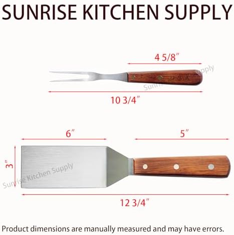 SUNRISE Stainless Steel Turner Spatula and Meat Fork Set