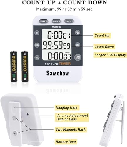 Samshow Digital Kitchen Timer, 3 Channels