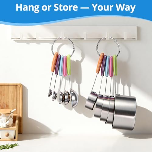 Bopei 10-Pcs Stainless Steel Measuring Cups & Spoons Set, Colorful