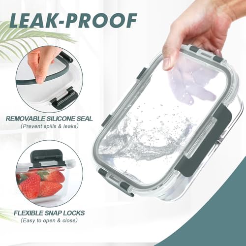 KOMUEE 30 oz 5 Pack Glass Meal Prep Containers with Lids