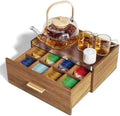 Alsonerbay Acacia Wood Tea Bag Organizer, Tea Box with Drawer, Natural