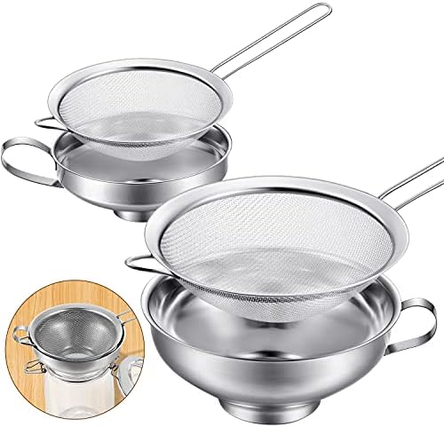 Boao 4 Pcs Stainless Steel Canning Funnels with Fine Mesh