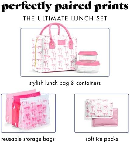 Fit & Fresh Bloomington Lunch Bag, 2 Containers, Pink Bows