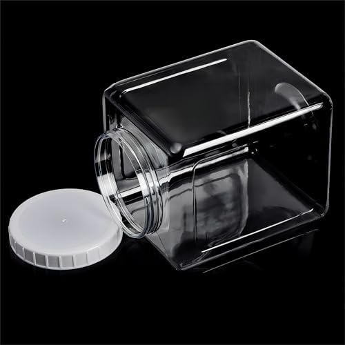 Elsjoy 2 Pack 1.3 Gallon Clear Plastic Kitchen Food Storage Jars with