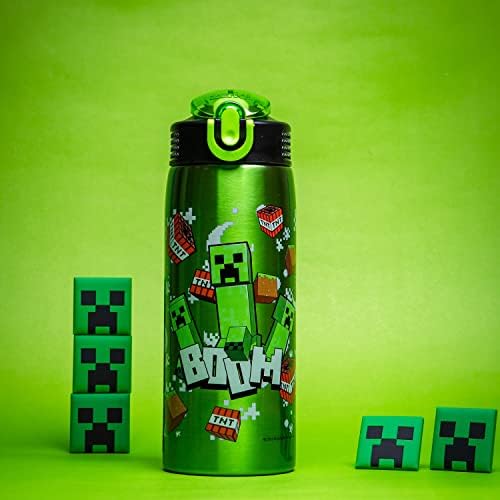 Zak Designs Minecraft Water Bottle for Travel and At Home, 19 oz