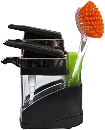 Casabella Sink Sider Duo Soap Dispensers with Sponge, Black and Chrome