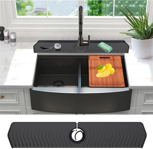 Large Size Kitchen Sink Splash Guard, 30"Silicone Faucet Handle Drip