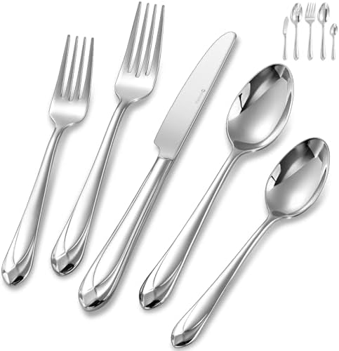 KEAWELL Premium Astra 20/45/65-Piece Silverware Set (65, Silver)