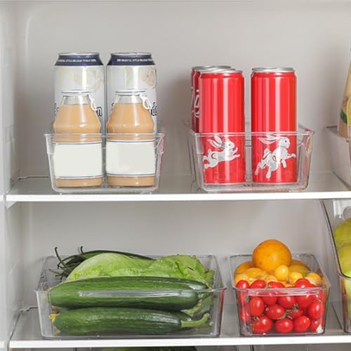 2 Pack Fridge Organizer Bins with Wheels, Refrigerator Organizers and