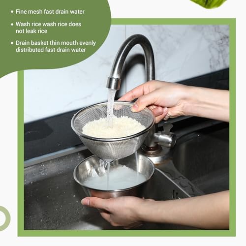 Baderke Mini Colander Strainer, 5.51 x 2.36 Inches, Round, 2 Pcs