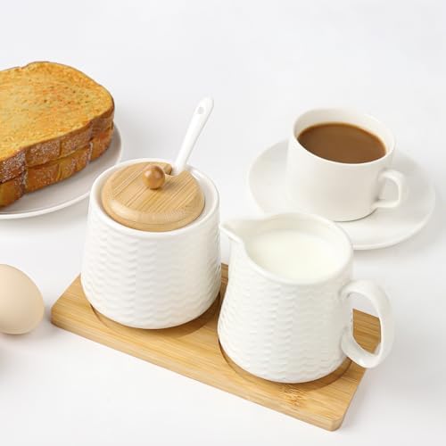 Ceramic Sugar and Creamer Set, Porcelain Coffee Serving Set with Cream