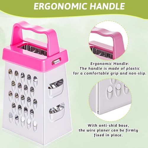 Ptwola 6 Pcs Mini Cheese Grater Stainless Steel Box Grater Fine Coarse