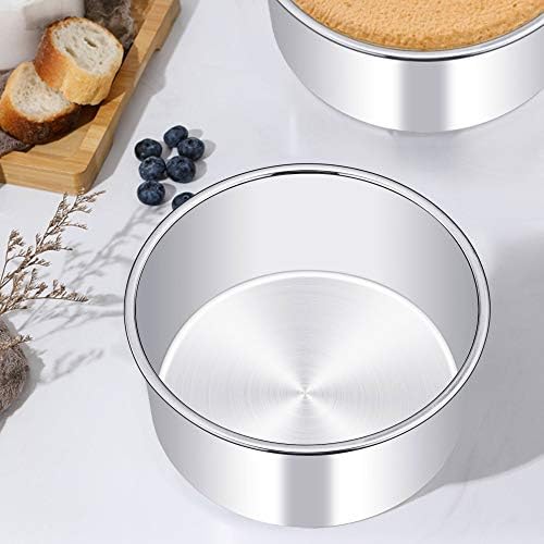 TeamFar 6 Inch Cake Pan, 6” x 3” Stainless Steel Round Baking Pan Set