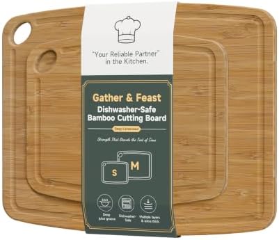 Dishwasher Safe Cutting Board,Bamboo Cutting Board with Juice Groove