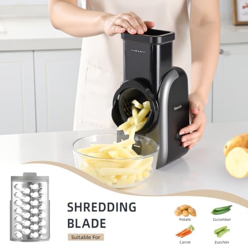 Electric Vegetable Slicer and Cheese Grater, 4 Stainless Steel Blades
