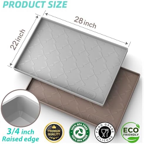 SIKADEER Waterproof Under Sink Mat Silicone 28" x 22" Kitchen Cabinet