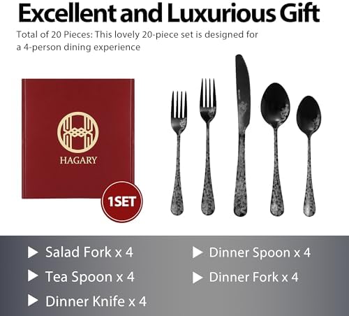 Hagary Dragon Cutlery Set 20 Pieces Stainless Steel Flatware Set