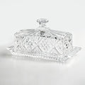 Clear Glass Butter Dish with Lid, 8" Glass Butter Stick Holder Tray