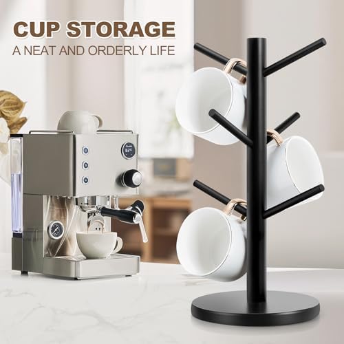 Fertoriy Wood Mug Holder Tree with 6 Hooks for Countertop