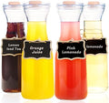 Set of 4 Glass Carafes with Flip Top Lids (40 Oz) – Clear Glass Water