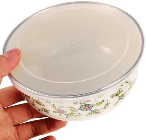 BESTonZON 5PCS Enamel Bowls, Enamel on Steel Mixing Bowls with Lids