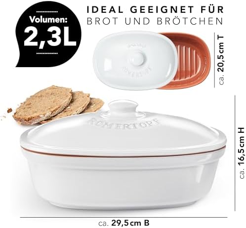 Römertopf Oval Ceramic Bread Freshness Pot | Natural Ceramic - Ideal