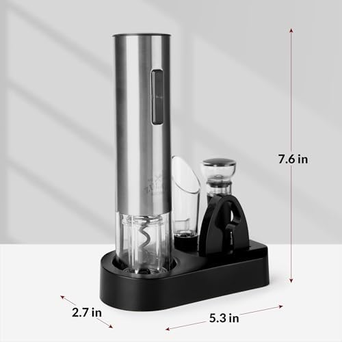 Zulay Kitchen Rechargeable Electric Wine Opener Set with Storage Base