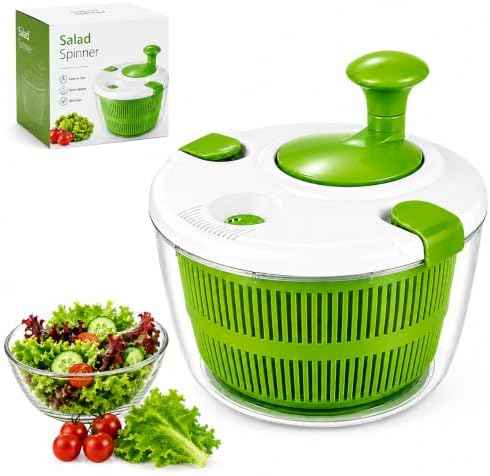 Large Salad Spinner 5 Quart, Manual Lettuce Dryer and Vegetable Washer