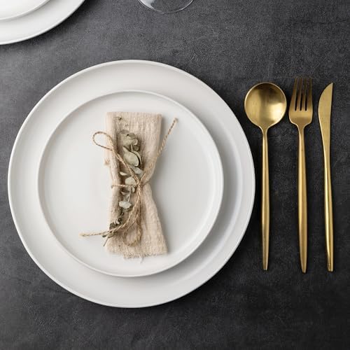AmorArc Stoneware Dinnerware Sets for 4,12Pcs Ceramic Plates and Bowls