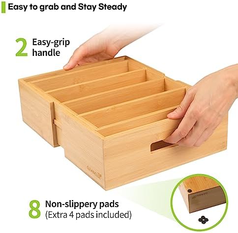 CLEANCLUE Bamboo Expandable Pot Pan and Lid Organizers under Cabinet