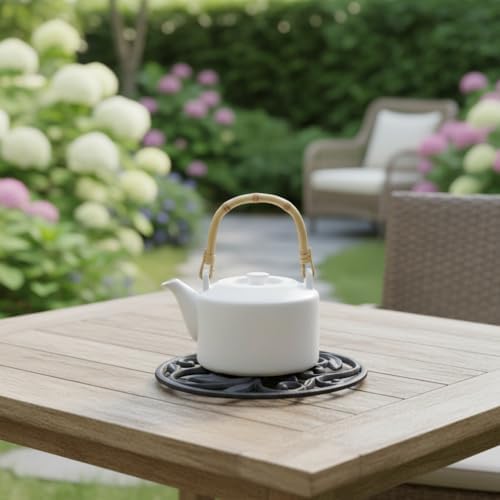 Comfy Hour 7.8" Decorative Cast Iron Trivet, Round Scrollwork Hot Pot