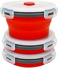 CCyanzi 3piece Round Collapsible Bowl with Lids, Silicone Food Storage