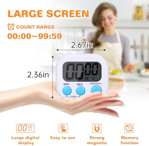 12 Pack Digital Kitchen Timers, Magnetic Countdown Timer