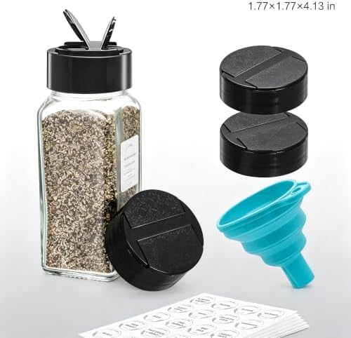 30 Pack Glass Spice Jars Square Glass Bottles with Black Caps, 4Oz