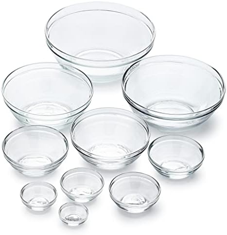 Duralex Le Gigogne Glass Mixing Bowl Set – 10-Piece Clear Stackable