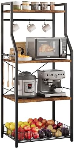 TrailBlaze Industrial 4-Tier Kitchen Bakers Rack, Rustic Brown