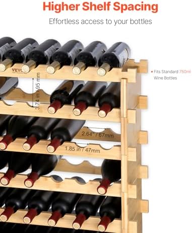 VEVOR 6-Tier 48 Bottles Stackable Modular Wine Rack, Freestanding