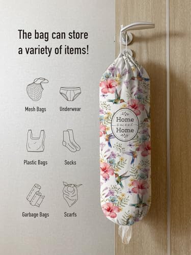 Hglian Hummingbird and Flower Plastic Bag Holder Storage Organizer