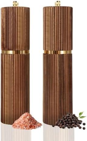 2 Pack Acacia Wooden Salt and Pepper Grinder Set