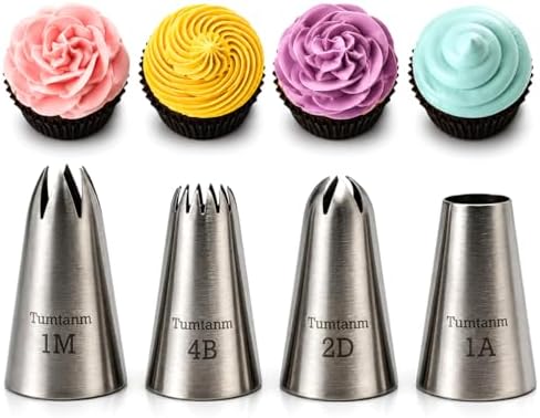 Large Piping Nozzles, 4pcs Stainless Steel Seamless Icing Piping