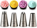 Large Piping Nozzles, 4pcs Stainless Steel Seamless Icing Piping