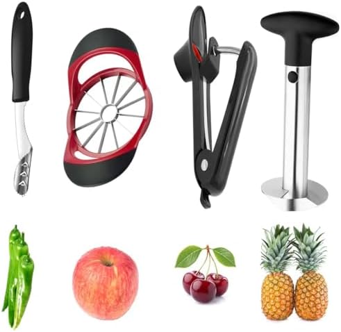 Apple Slicer Corer with 12 Blades, Cherry & Olive Pitter, Pineapple