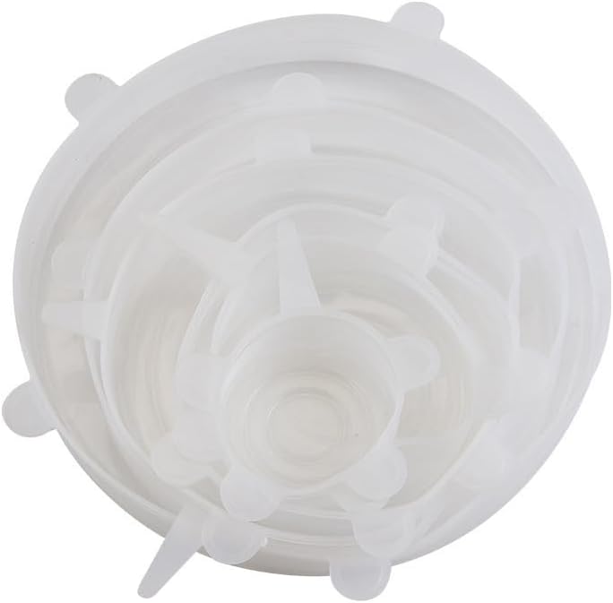 Silicone Stretch Lids, 6 Pack, White