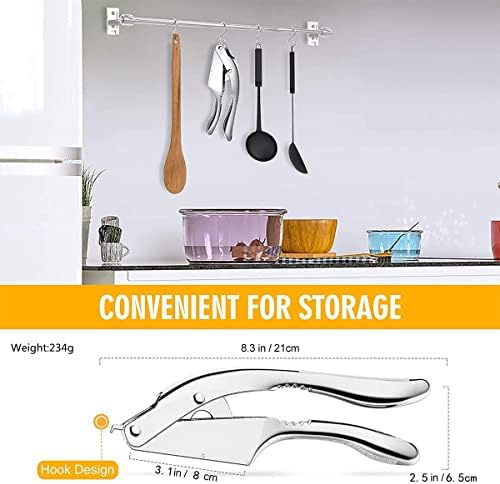 2-in-1 Stainless Steel Garlic Press and Slicer, Silver